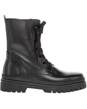 Gabor Lace-Up Combat Boots - Black