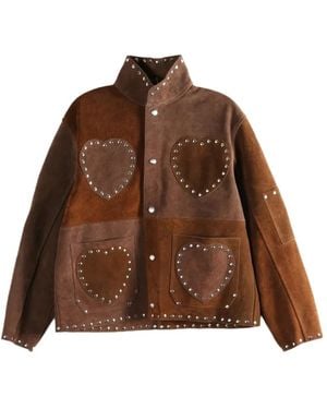 Bode Heart-Detail Studded Overshirt - Brown