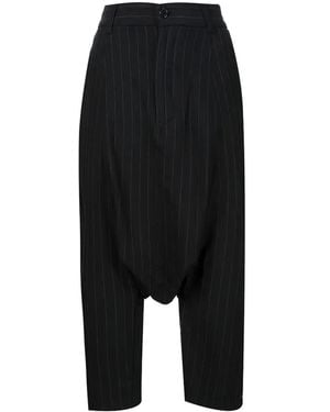 Comme des Garçons Pinstripe Drop-Crotch Pants - Black
