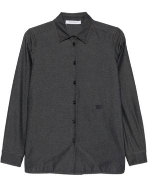 Max Mara Logo-Embroidered Denim Shirt - Black