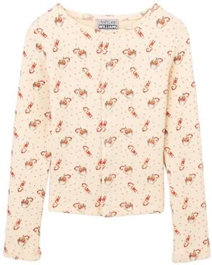 Ashley Williams Graphic-Print Cardigan - Natural