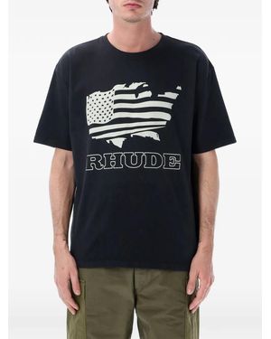 Rhude Graphic-Print Logo-Print T-Shirt - Black