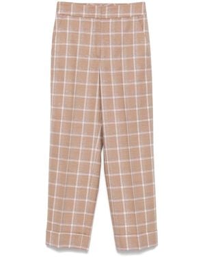 Peserico Checked Lurex-Detail Trousers - Natural