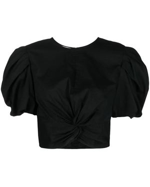 Vince Cropped Knot T-Shirt - Black