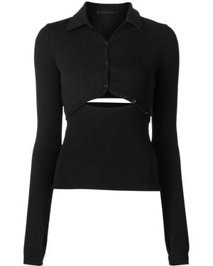 Helmut Lang Cut-Out Button-Up Top - Black