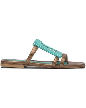 Elina Linardaki Metallic Buckle Sandals - Green