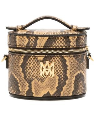 Amiri Trousse Mini Nano Effetto Pelle Di Serpente Con Logo - Metallizzato
