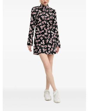 Desigual Floral-Print Collared Shirt Mini Dress - Black