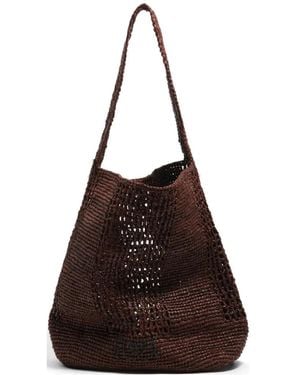 Bimba Y Lola Large Plaited Raffia Bag - Brown