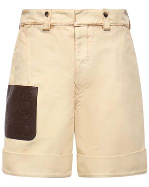 Loewe Cuffed Logo Shorts - Natural
