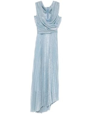 Talbot Runhof Vestido Largo Drapeado - Azul