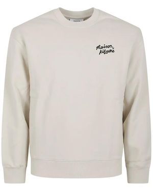 Maison Kitsuné Logo-Embroidered Sweatshirt - White