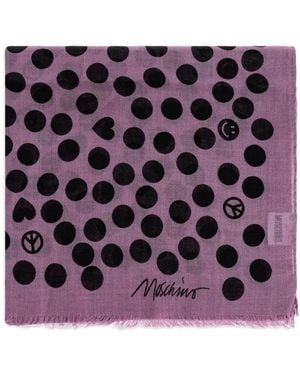 Moschino Polka-Dot Frayed-Edge Scarf - Purple