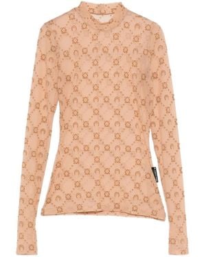 Marine Serre Floral Moon-Pattern Top - Pink