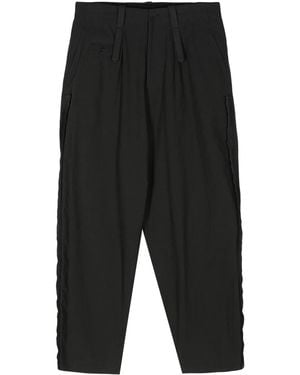 Y's Yohji Yamamoto Cotton-Blend Tapered Trousers - Black