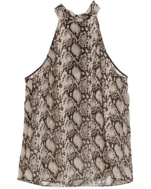 Nili Lotan Snake-Pattern Halter-Neck Top - Natural