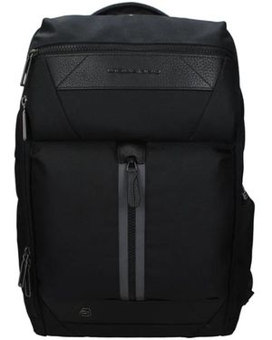 Piquadro Logo-Plaque Backpack - Black