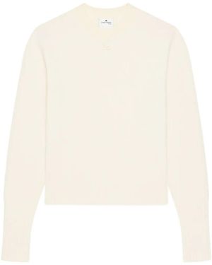 Courreges Logo-Patch Ribbed-Trim Sweater - White