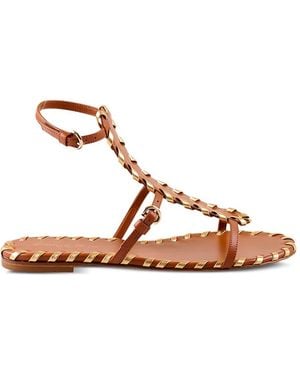 Gianvito Rossi Whipstitch-Trim Ankle-Strap Sandals - Brown