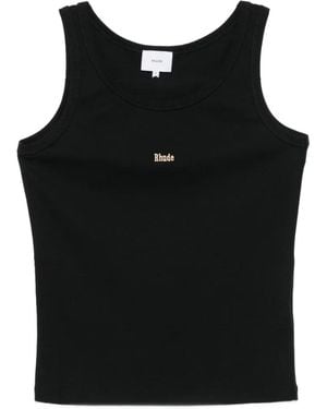 Rhude Logo-Print Ribbed Vest - Black
