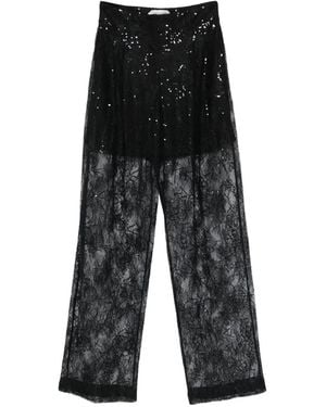 Alberta Ferretti Sequin-Detail Lace Pants - Black