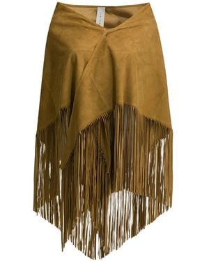 FURLING BY GIANI Fringe-Trimmed Suede Scarf - Natural