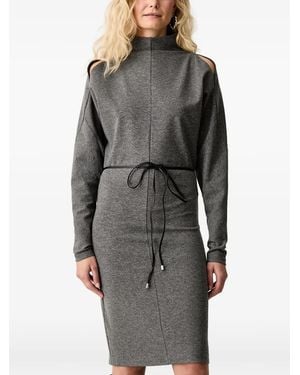 Patrizia Pepe Cold-Shoulder Belted Dress - Grey