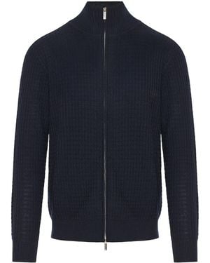 Emporio Armani テクスチャード カーディガン - ブルー