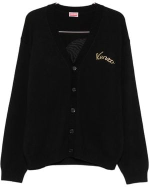 KENZO Beaded Tiger-Motif Cardigan - Black