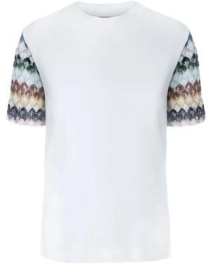 Missoni Cotton Crewneck T-Shirt With Chevron Details - White