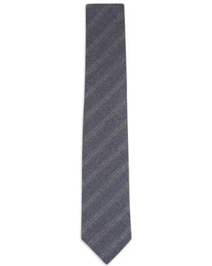 Paolo Albizzati Striped-Pattern Tie - White