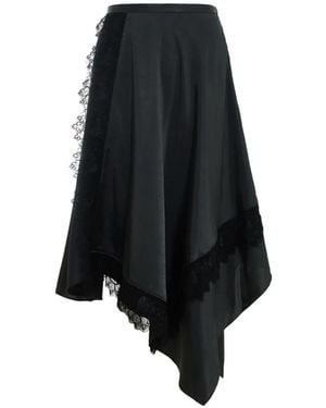 3.1 Phillip Lim Lace-Trim Handkerchief-Hem Midi Skirt - Black