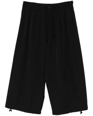 Yohji Yamamoto Pleated Drawstring Trousers - Black