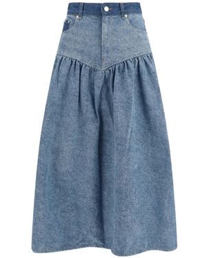 Ganni Falda Vaquera Con Diseño Patchwork - Azul