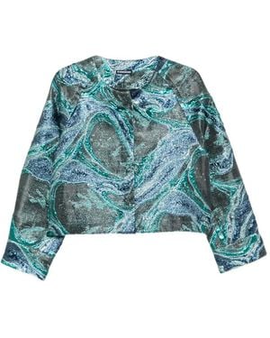Susanne Bommer Metallic-Effect Jacquard Jacket - Blue
