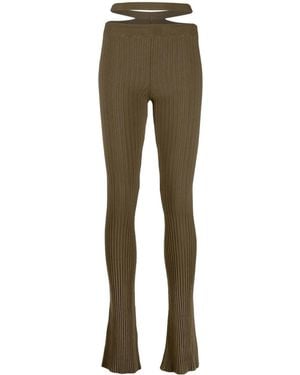 ANDREADAMO Ribbed-Knit Skinny Trousers - Green