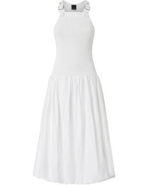 Pinko Buckle-Strap Gathered Midi Dress - White