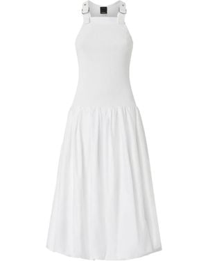 Pinko Buckle-Strap Gathered Midi Dress - White