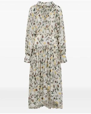 Marni Floral-Print Ruffled Dress - White