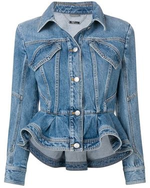 McQueen Jeansjacke mit Schößchen - Blau