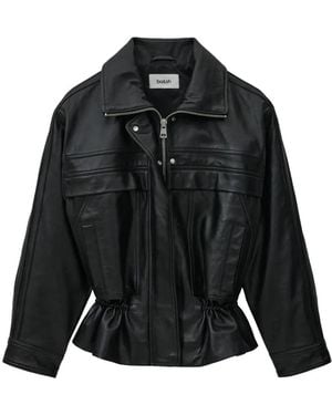 Ba&sh Kassia Peplum Leather Jacket - Black