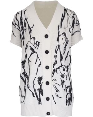 Lafayette 148 New York Vest Met Print En Korte Mouwen - Wit
