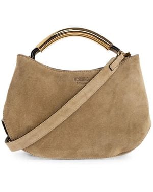 Moschino Suede Logo-Embossed Tote Bag - Metallic