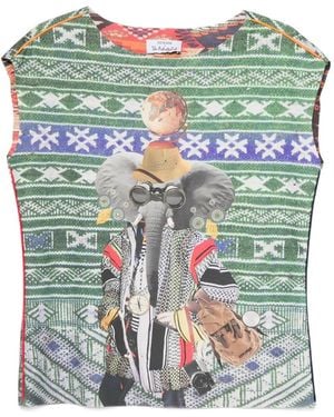 The Artistylist Graphic-Print Geometric-Pattern Vest - Green