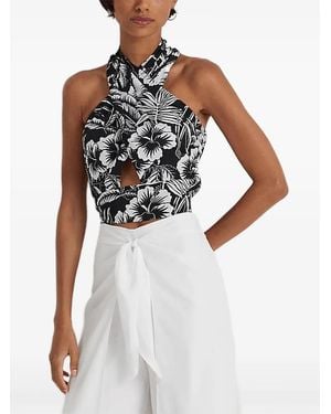 Ralph Lauren フローラル ホルターネック トップ - ホワイト