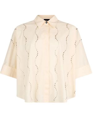 Liu Jo Shirt With Bejewelled Appliqués - Natural