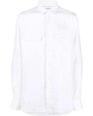 Brunello Cucinelli Long-Sleeve Button-Up Shirt - White