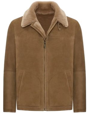 Bigardini Diego Shearling-Collar Suede Coat - Brown