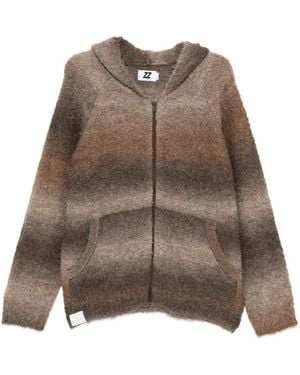 Izzue Ombre Striped Zip-Up Hoodie - Brown