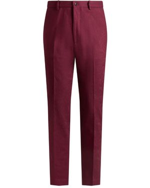 Etro Patterned-Jacquard Straight-Leg Trousers - Red